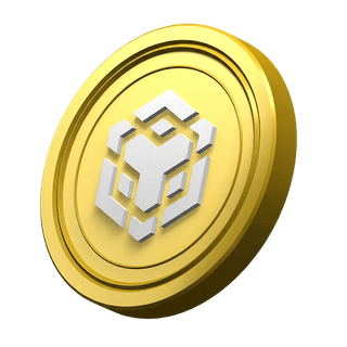 Moeda BNB decorativa exibida na seção informativa da plataforma